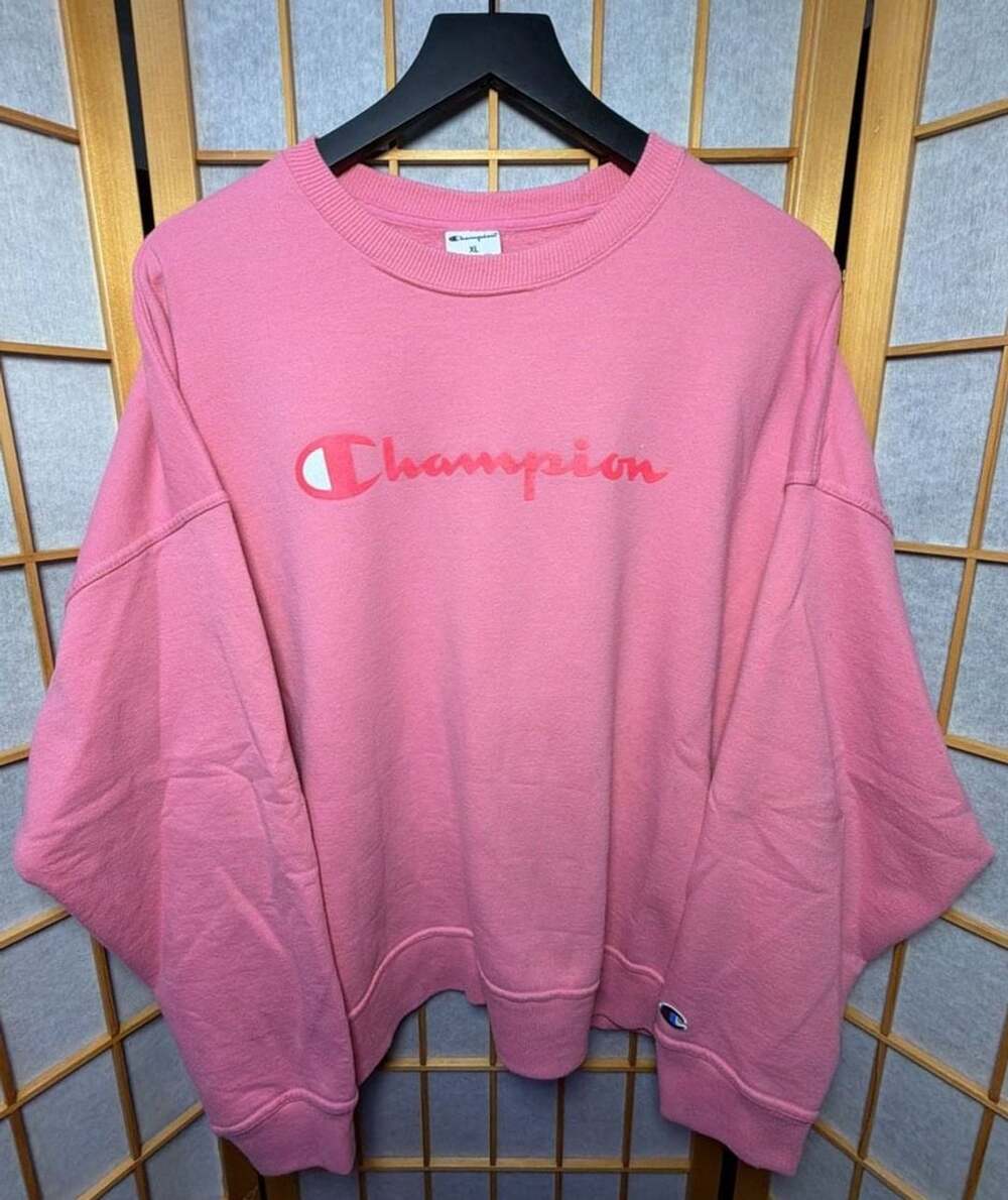 Champion Powerblend Script Crewneck Sweatshirt Size XL Pink